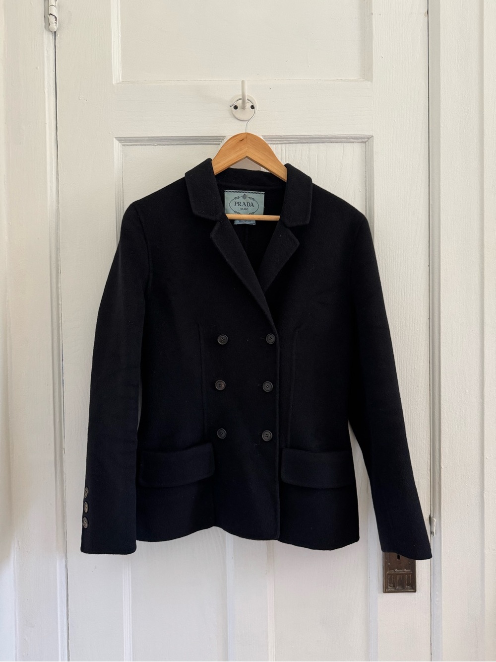 Prada Women’s Black Double-Breasted Wool Jacket for spring or summer - Picture 2 of 6